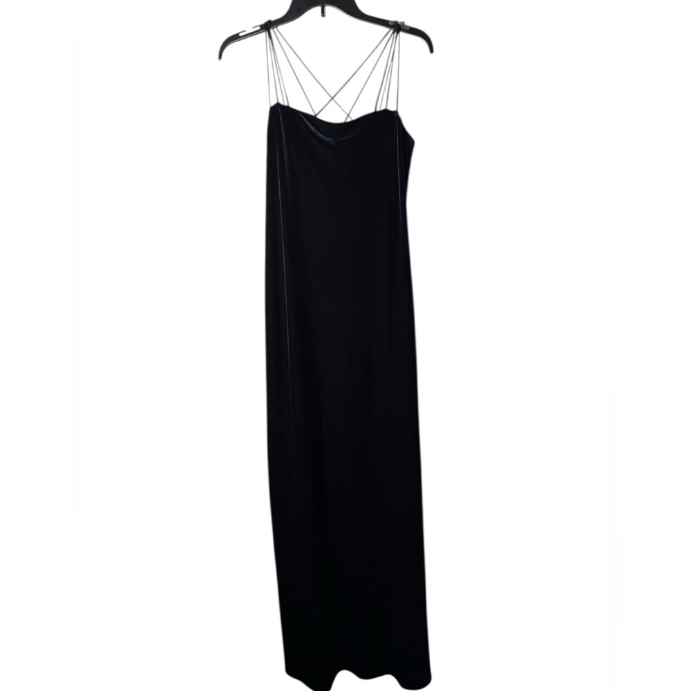 Laundry by Shelli Segal Black Evening Dress Spaghetti Straps Vintage‎ 90s Y2K